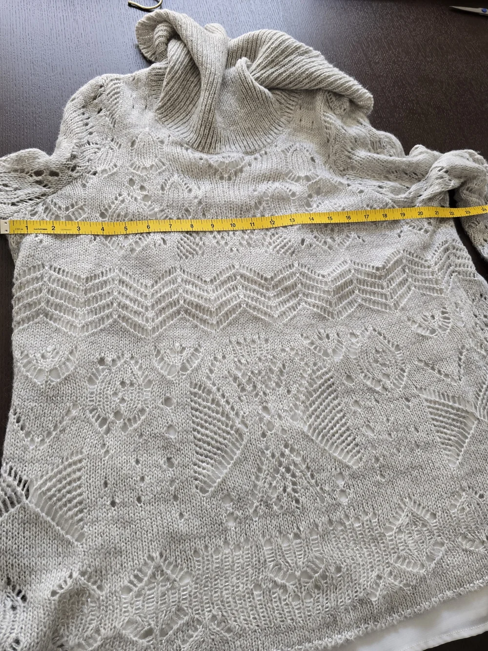 Open-Knit Cowl Neck Sweater - Silver/Gray